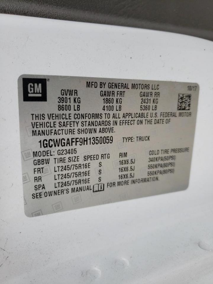 Photo 10 from auction – 2017 CHEVROLET EXPRESS G2 with VIN 1GCWGAFF9H1350059