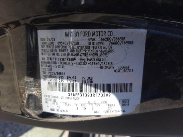 Photo 10 from auction – 2003 FORD FOCUS ZX3 with VIN 3FAFP31393R173509