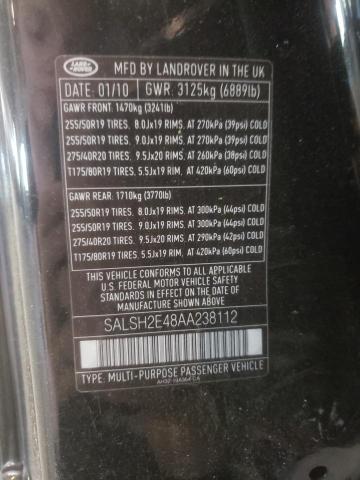 Photo 10 from auction – 2010 LAND ROVER RANGE ROVE with VIN SALSH2E48AA238112