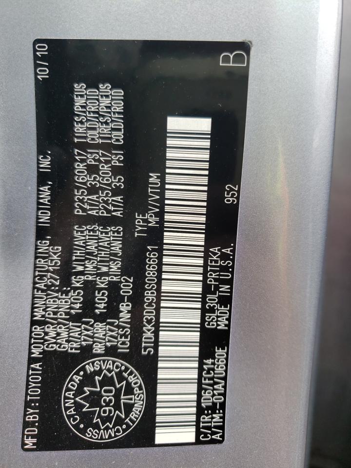 Photo 11 from auction – 2011 TOYOTA SIENNA LE with VIN 5TDKK3DC9BS086661
