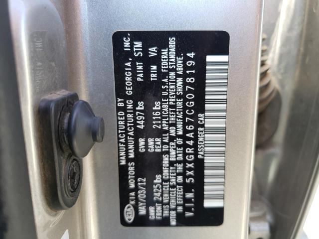 Photo 10 from auction – 2012 KIA OPTIMA SX with VIN 5XXGR4A67CG078194