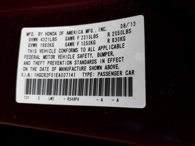 Photo 10 from auction – 2014 HONDA ACCORD SPO with VIN 1HGCR2F51EA007141