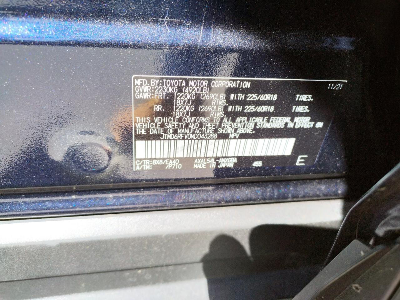 Photo 10 from auction – 2021 TOYOTA RAV4 LIMIT with VIN JTMD6RFV0MD043288