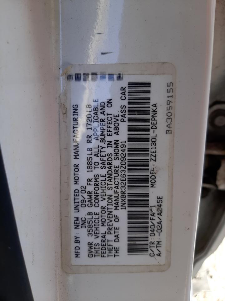 Photo 10 from auction – 2003 TOYOTA COROLLA CE with VIN 1NXBR32E63Z092491