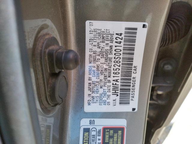 Photo 10 from auction – 2008 HONDA CIVIC LX with VIN JHMFA16528S001424