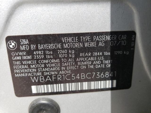 Photo 10 from auction – 2011 BMW 528 I with VIN WBAFR1C54BC736841