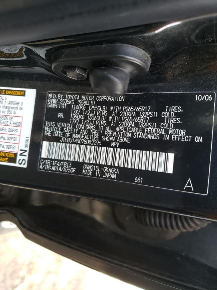 Photo 10 from auction – 2007 TOYOTA 4RUNNER SR with VIN JTEBU14R078082296