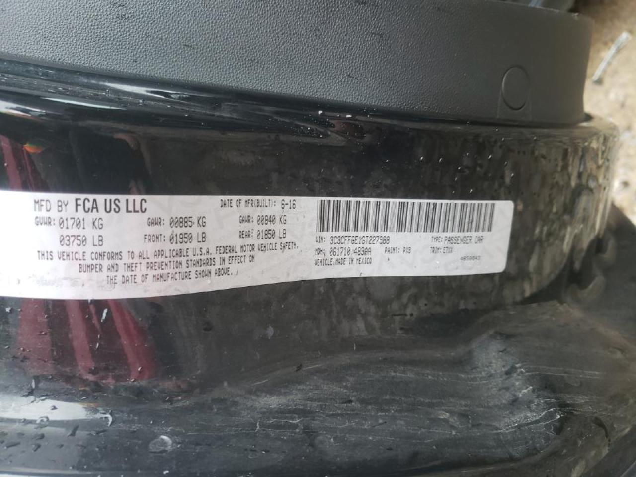Photo 10 from auction – 2016 FIAT 500 ELECTR with VIN 3C3CFFGE1GT227988