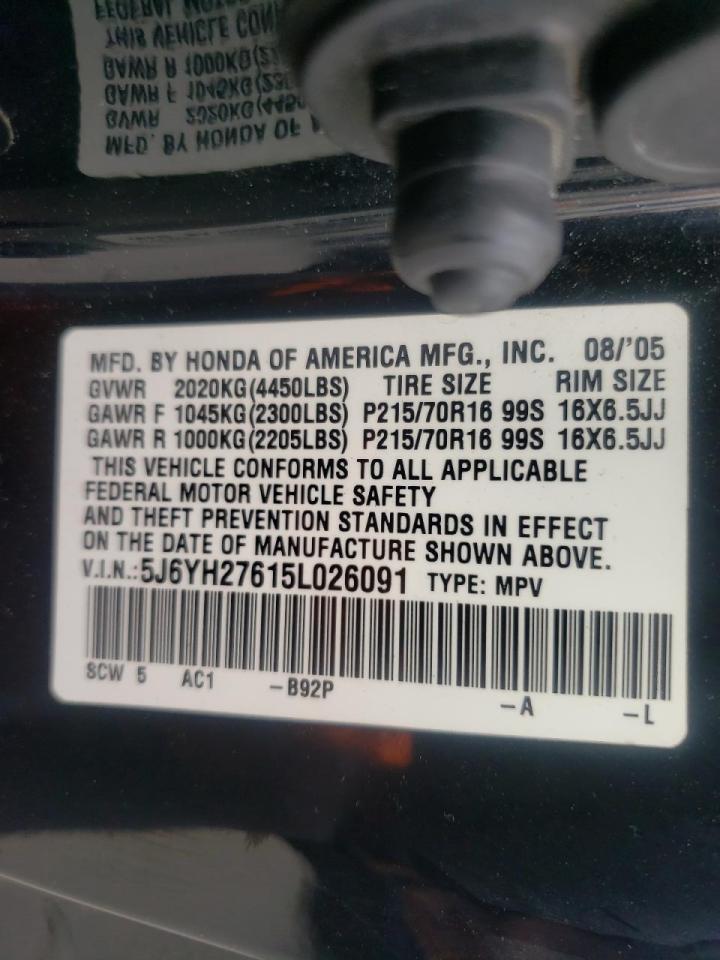 Photo 10 from auction – 2005 HONDA ELEMENT EX with VIN 5J6YH27615L026091