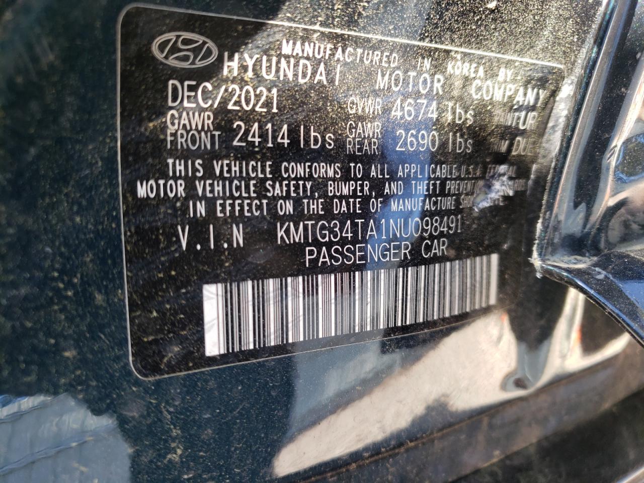 Photo 10 from auction – 2022 GENESIS G70 BASE with VIN KMTG34TA1NU098491