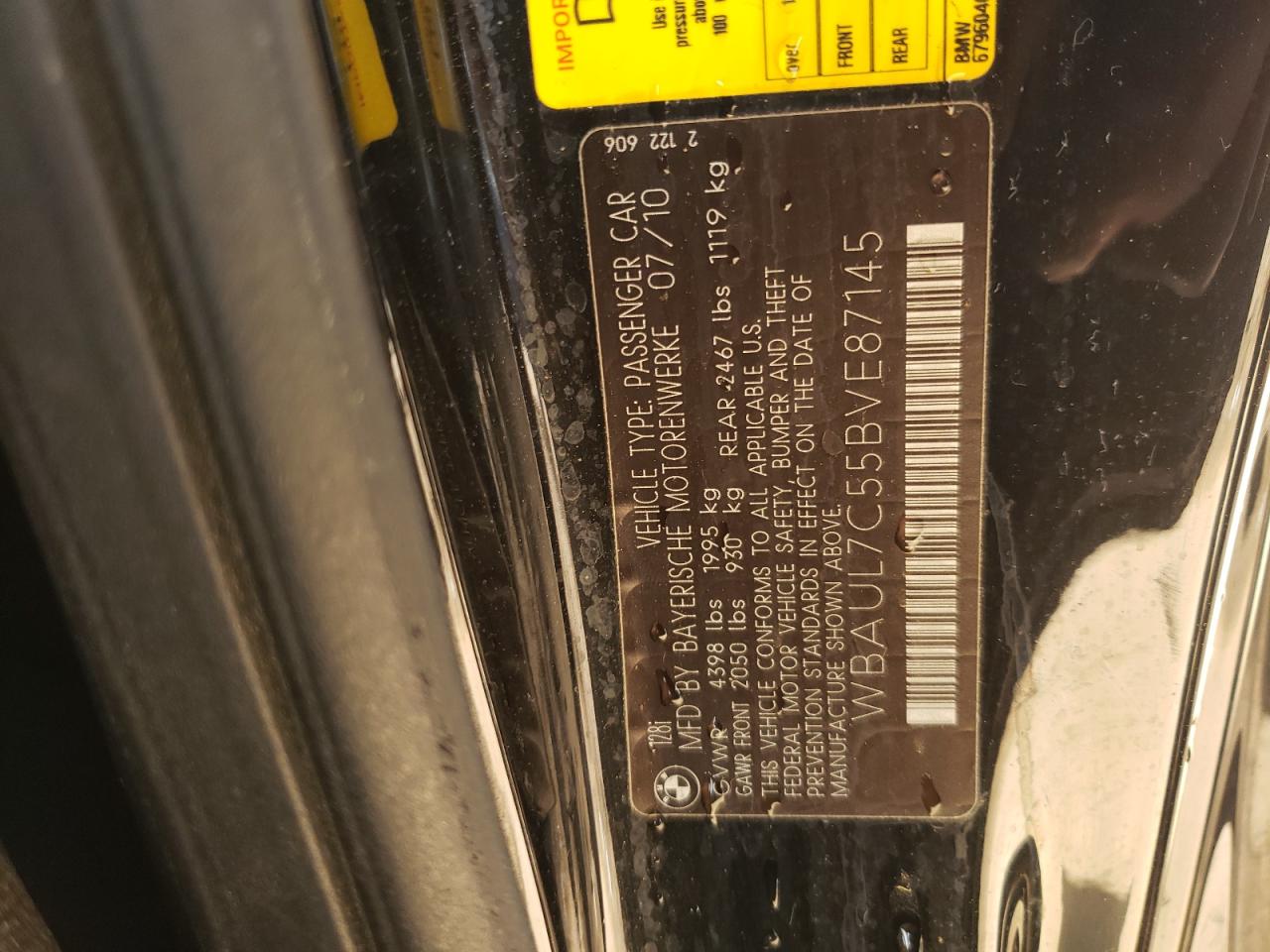 Photo 10 from auction – 2011 BMW 128 I with VIN WBAUL7C55BVE87145