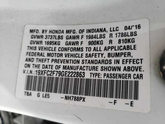 Photo 10 from auction – 2016 HONDA CIVIC EX with VIN 19XFC2F79GE222863