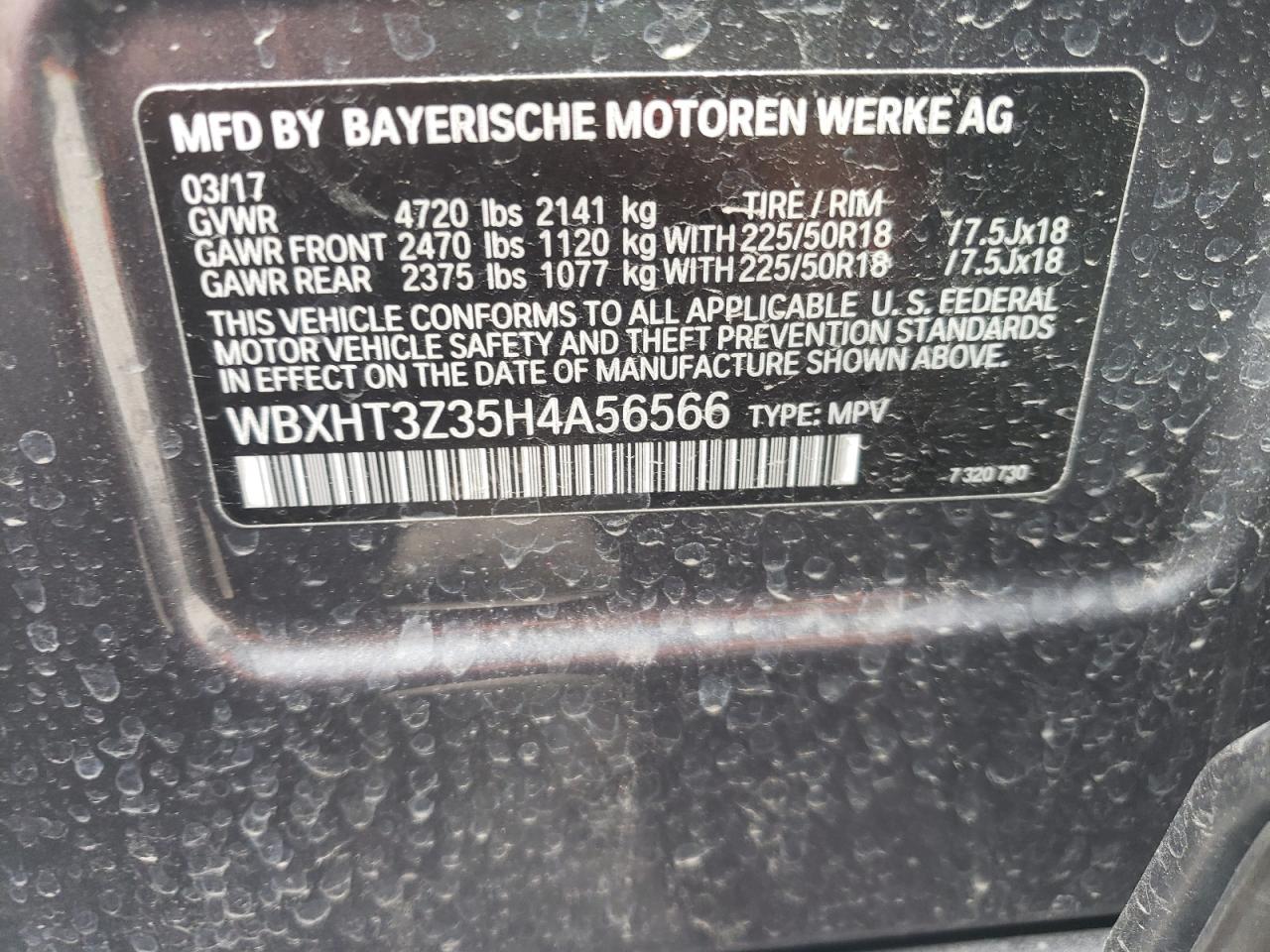 Photo 10 from auction – 2017 BMW X1 with VIN WBXHT3Z35H4A56566