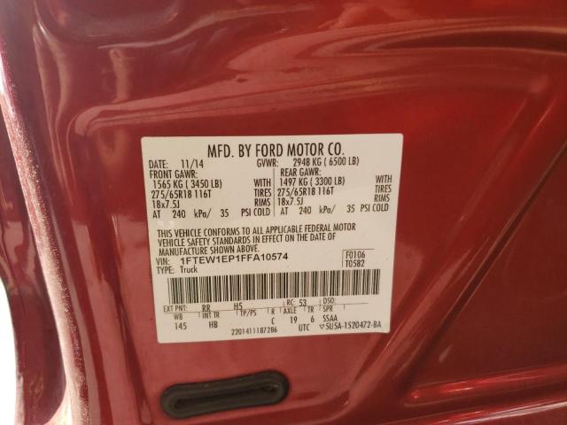 Photo 10 from auction – 2015 FORD F150 SUPER with VIN 1FTEW1EP1FFA10574