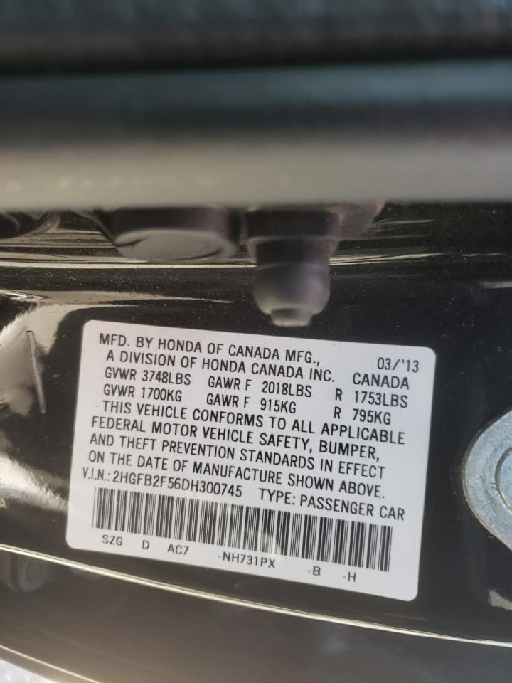 Photo 10 from auction – 2013 HONDA CIVIC LX with VIN 2HGFB2F56DH300745