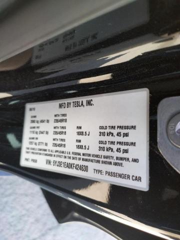 Photo 10 from auction – 2019 TESLA MODEL 3 with VIN 5YJ3E1EA0KF424630