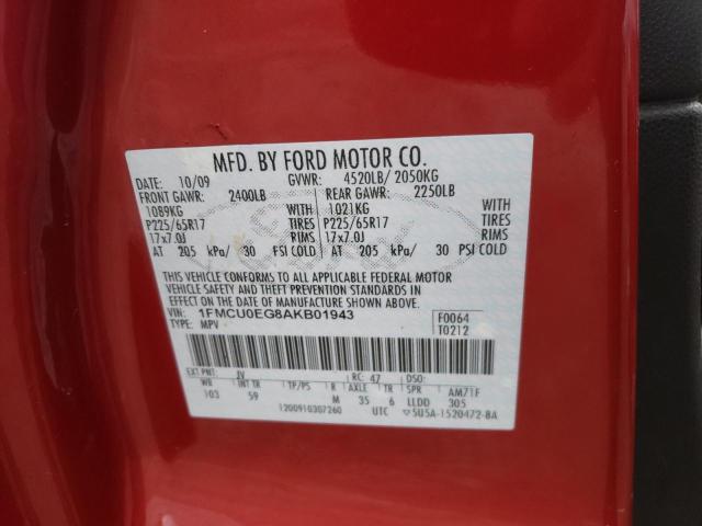 Photo 10 from auction – 2010 FORD ESCAPE LIM with VIN 1FMCU0EG8AKB01943