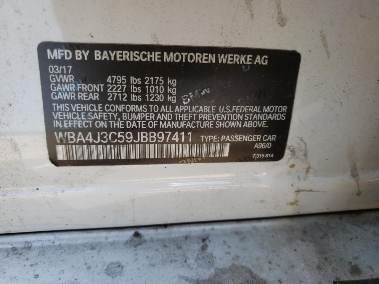 Photo 10 from auction – 2018 BMW 430XI GRAN with VIN WBA4J3C59JBB97411