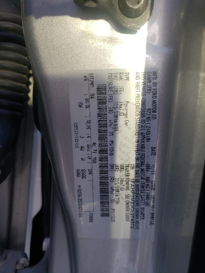 Photo 10 from auction – 2012 FORD FOCUS SEL with VIN 1FAHP3M23CL274572