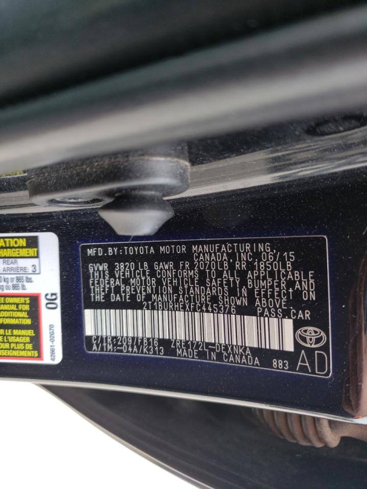 Photo 10 from auction – 2015 TOYOTA COROLLA L with VIN 2T1BURHEXFC445376