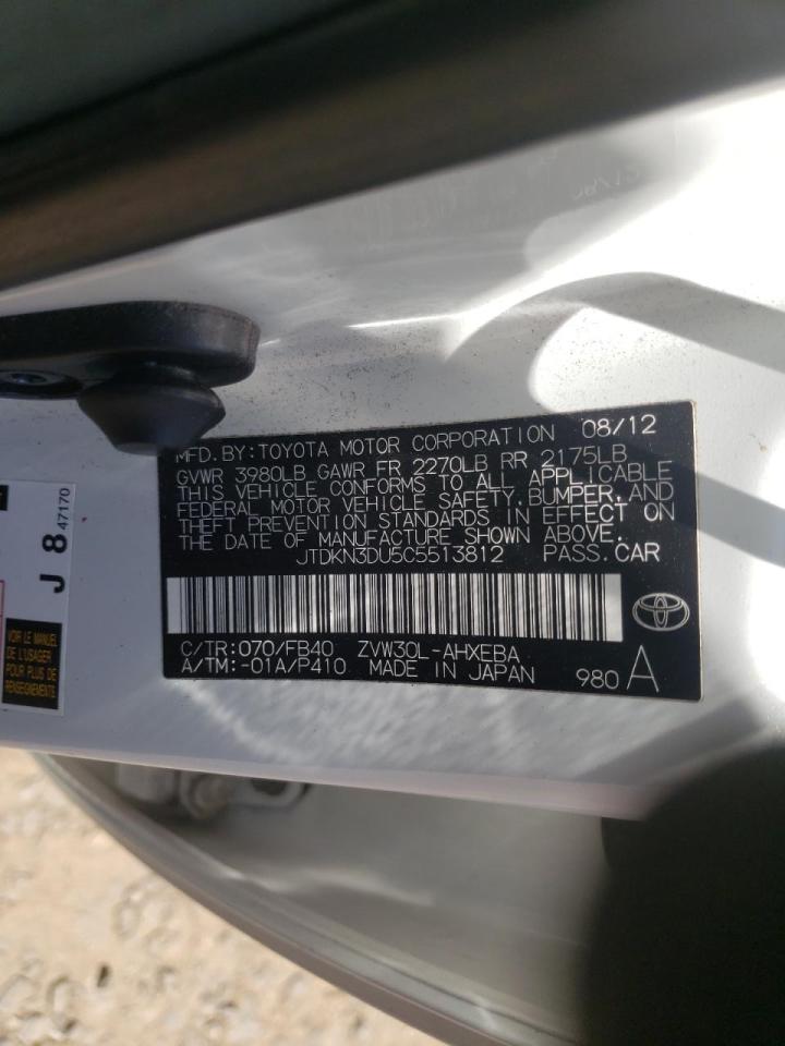 Photo 10 from auction – 2012 TOYOTA PRIUS with VIN JTDKN3DU5C5513812