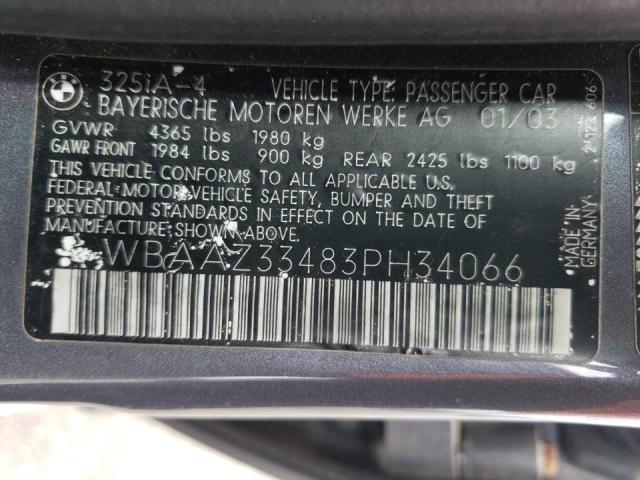 Photo 10 from auction – 2003 BMW 325 I with VIN WBAAZ33483PH34066