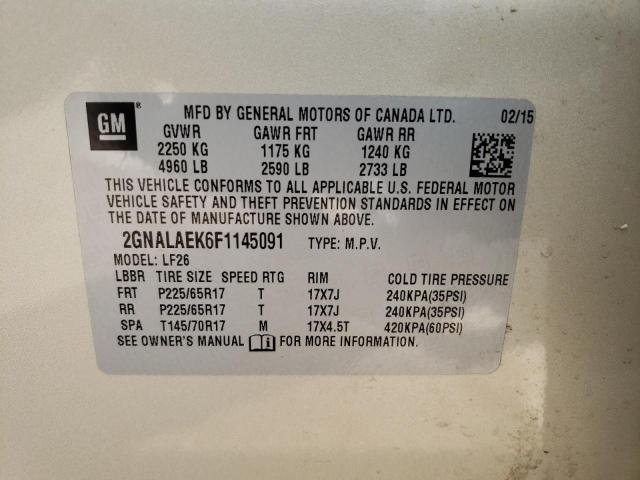 Photo 10 from auction – 2015 CHEVROLET EQUINOX LS with VIN 2GNALAEK6F1145091