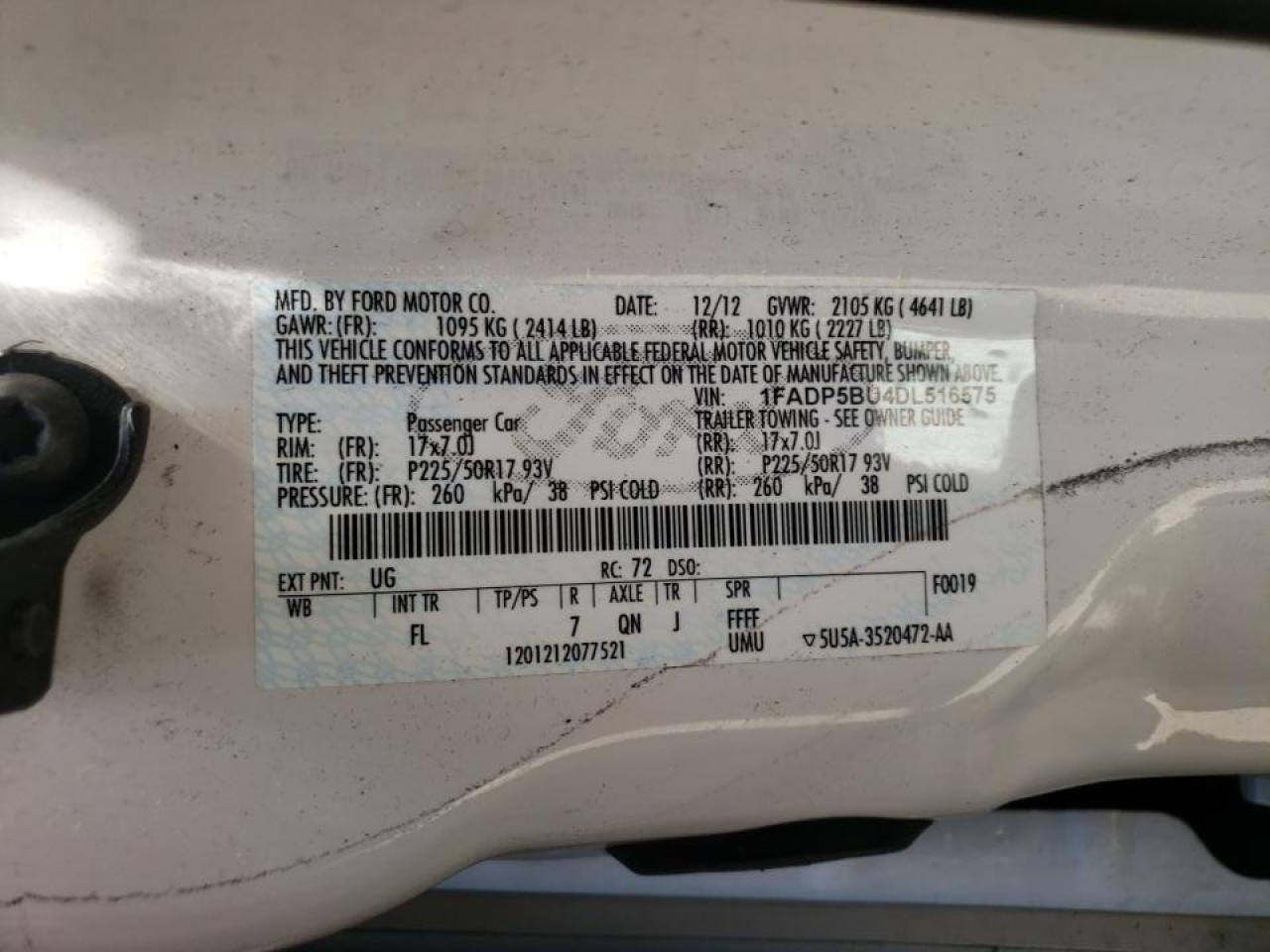 Photo 10 from auction – 2013 FORD C-MAX SEL with VIN 1FADP5BU4DL516575