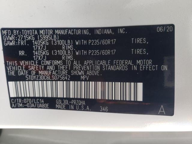 Photo 10 from auction – 2020 TOYOTA SIENNA XLE with VIN 5TDYZ3DC6LS075642