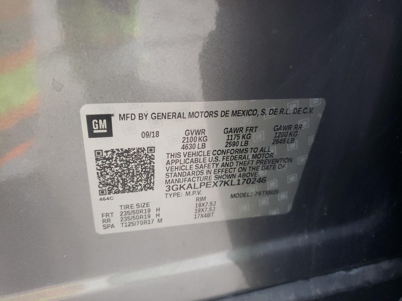 Photo 10 from auction – 2019 GMC TERRAIN SL with VIN 3GKALPEX7KL170246