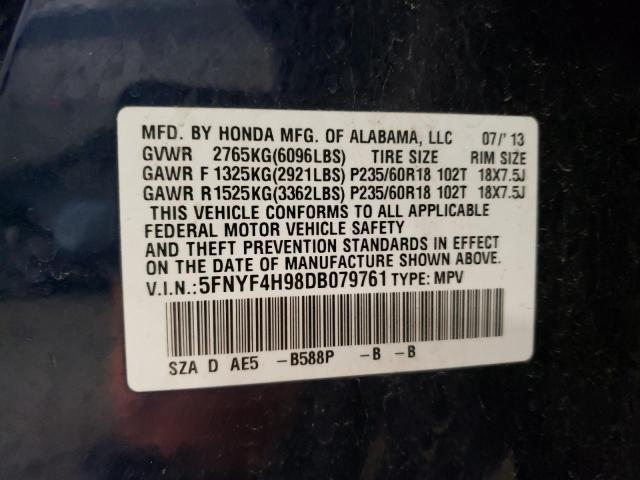 Photo 10 from auction – 2013 HONDA PILOT TOUR with VIN 5FNYF4H98DB079761