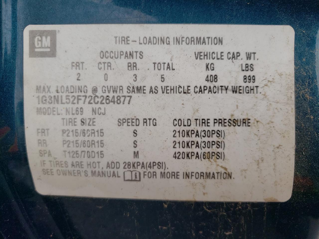 Photo 10 from auction – 2002 OLDSMOBILE ALERO GL with VIN 1G3NL52F72C264877