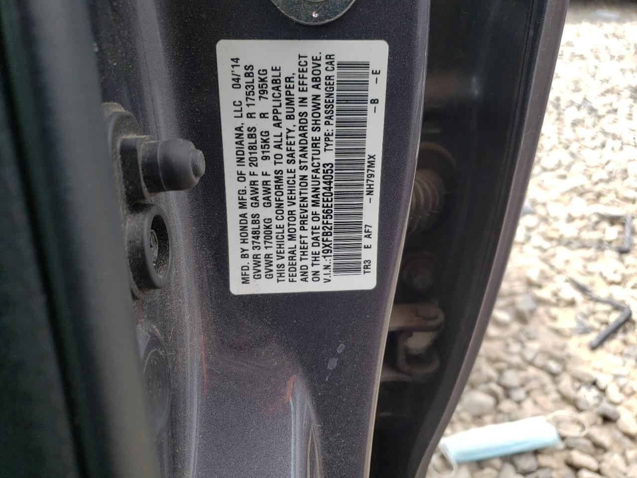 Photo 10 from auction – 2014 HONDA CIVIC LX with VIN 19XFB2F56EE044053