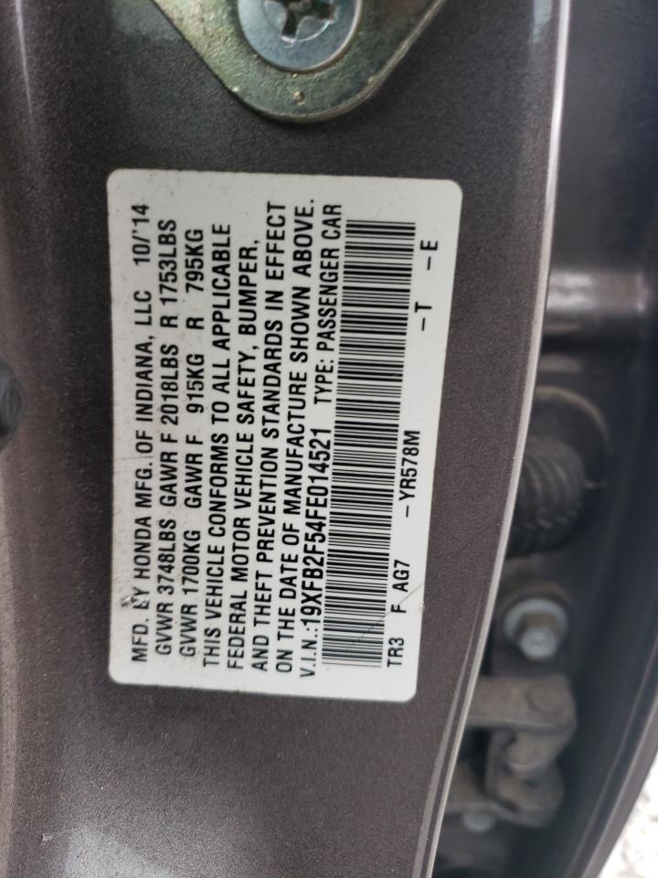 Photo 10 from auction – 2015 HONDA CIVIC LX with VIN 19XFB2F54FE014521