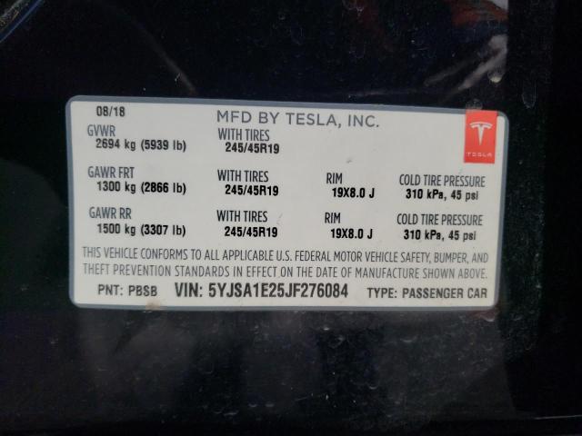 Photo 10 from auction – 2018 TESLA MODEL S with VIN 5YJSA1E25JF276084