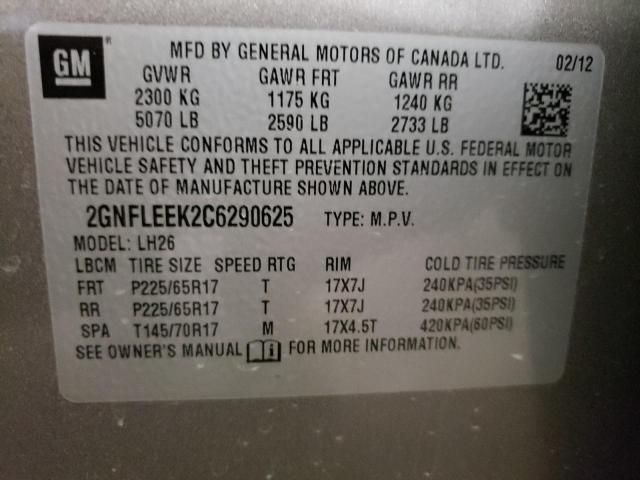 Photo 10 from auction – 2012 CHEVROLET EQUINOX LT with VIN 2GNFLEEK2C6290625