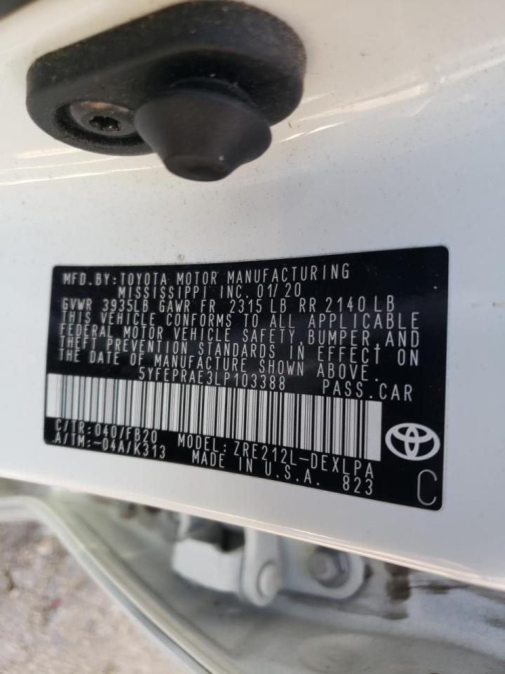 Photo 10 from auction – 2020 TOYOTA COROLLA LE with VIN 5YFEPRAE3LP103388
