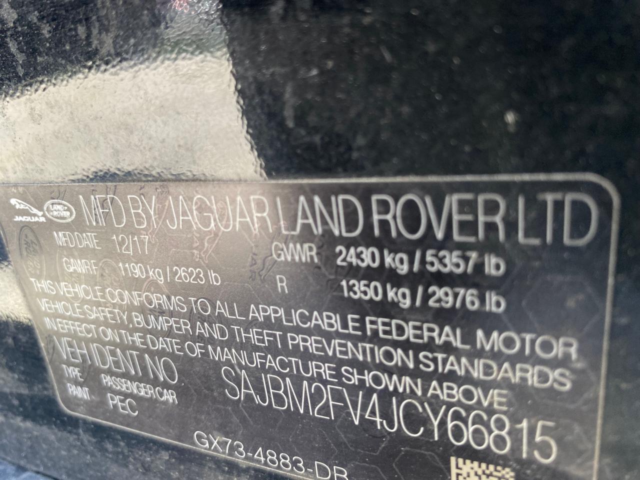 Photo 10 from auction – 2018 JAGUAR XF S with VIN SAJBM2FV4JCY66815