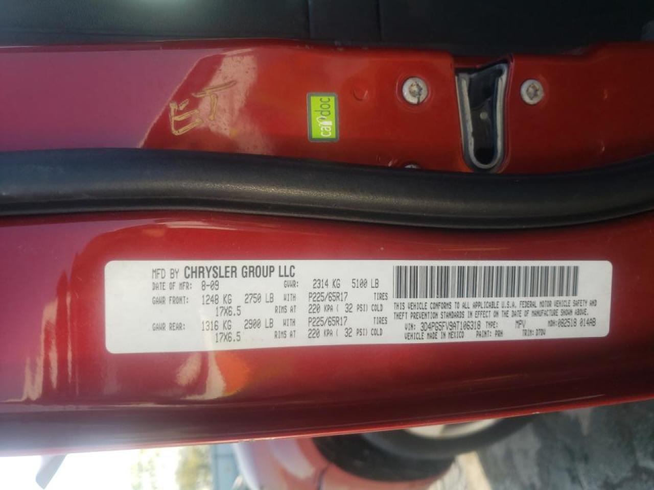 Photo 10 from auction – 2010 DODGE JOURNEY SX with VIN 3D4PG5FV9AT106318