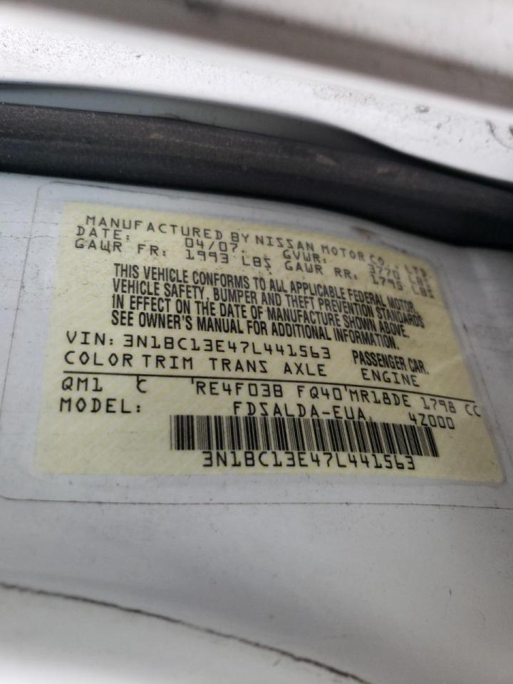 Photo 10 from auction – 2007 NISSAN VERSA S with VIN 3N1BC13E47L441563