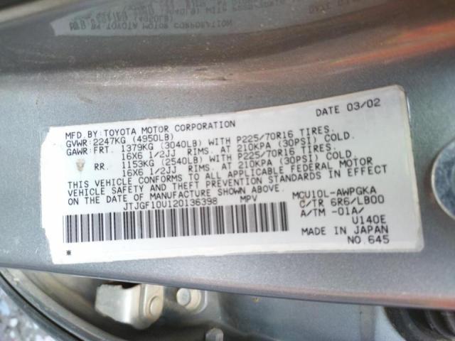 Photo 10 from auction – 2002 LEXUS RX 300 with VIN JTJGF10U120136398
