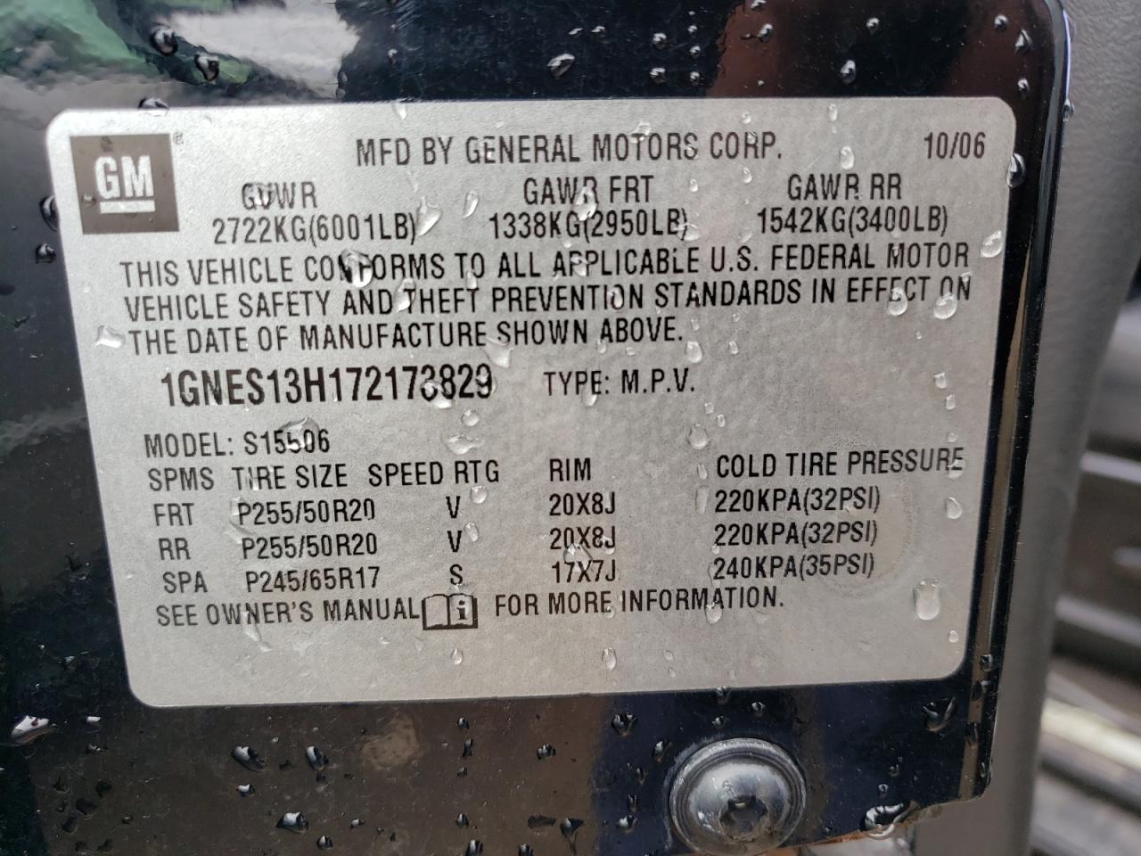 Photo 10 from auction – 2007 CHEVROLET TRAILBLAZE with VIN 1GNES13H172173829