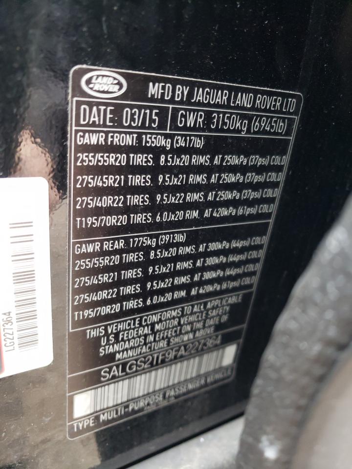 Photo 10 from auction – 2015 LAND ROVER RANGE ROVE with VIN SALGS2TF9FA227364