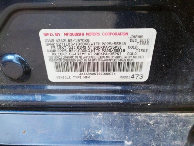 Photo 10 from auction – 2011 MITSUBISHI OUTLANDER with VIN JA4AR4AU7BZ008074