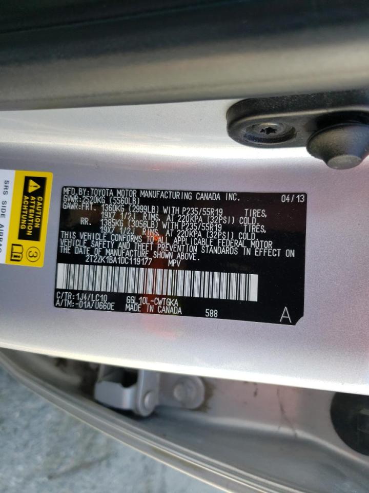 Photo 10 from auction – 2013 LEXUS RX 350 with VIN 2T2ZK1BA1DC119177