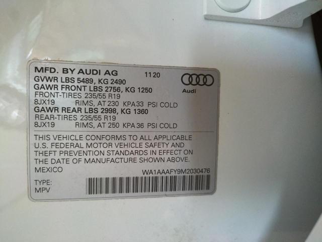 Photo 10 from auction – 2021 AUDI Q5 PREMIUM with VIN WA1AAAFY9M2030476