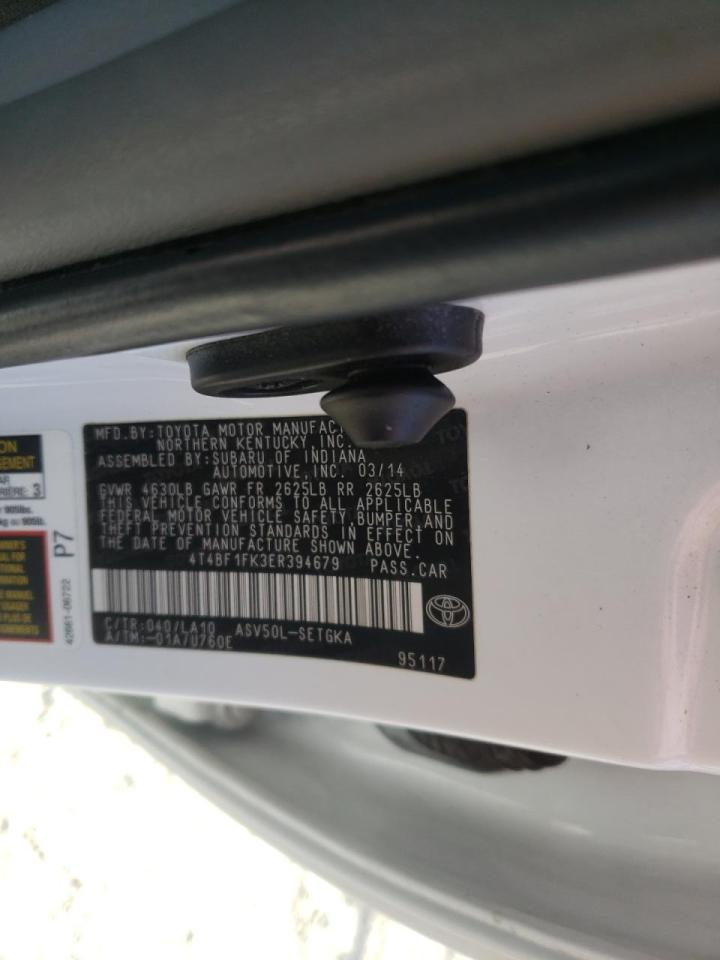 Photo 10 from auction – 2014 TOYOTA CAMRY L with VIN 4T4BF1FK3ER394679