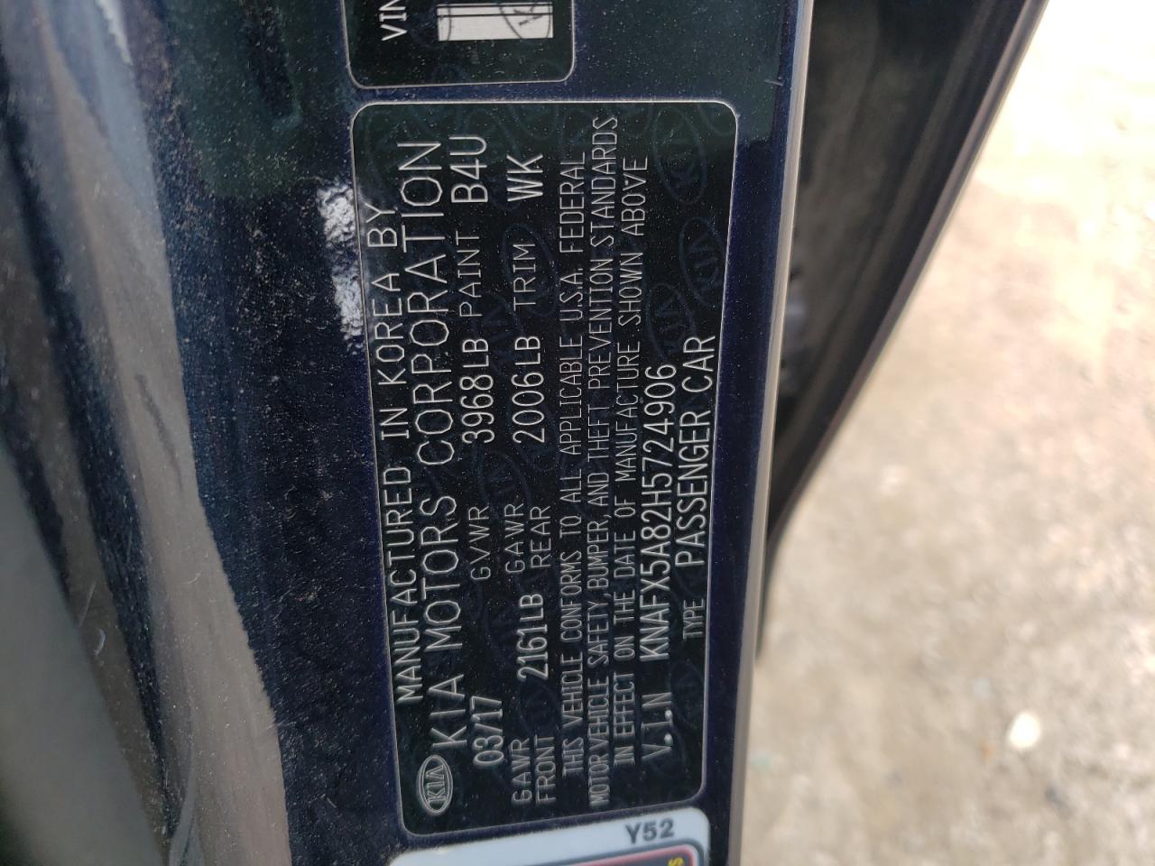 Photo 10 from auction – 2017 KIA FORTE EX with VIN KNAFX5A82H5724906