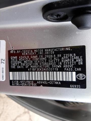Photo 10 from auction – 2010 TOYOTA CAMRY BASE with VIN 4T1BF3EK2AU533119