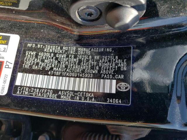 Photo 10 from auction – 2016 TOYOTA CAMRY LE with VIN 4T1BF1FK0GU145933